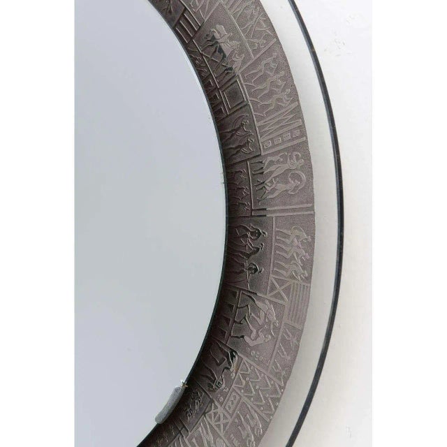 Mediterranean Signed M. Furgieri Engraved Silver-Plate Mirror For Sale - Image 3 of 5