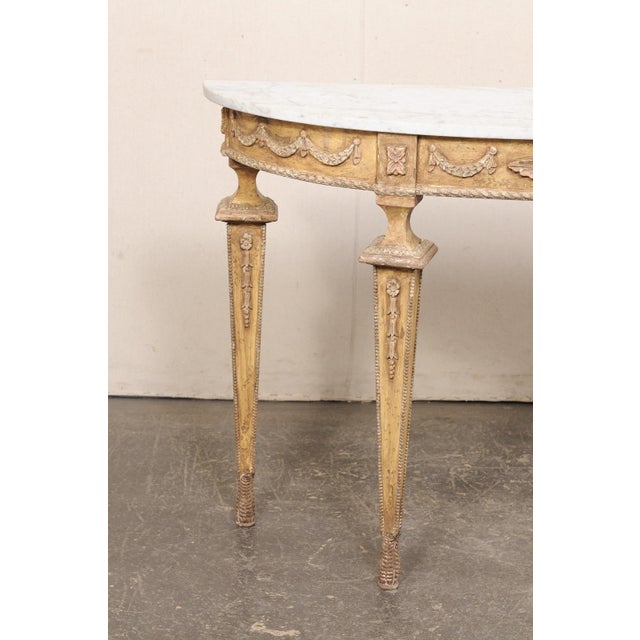 Mid 20th Century Italian Marble Top Console W/ Swag Accents For Sale - Image 4 of 12
