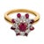 Contemporary Vintage Ruby Diamond 18k Gold Cluster Ring, Size 6.5 For Sale - Image 3 of 7