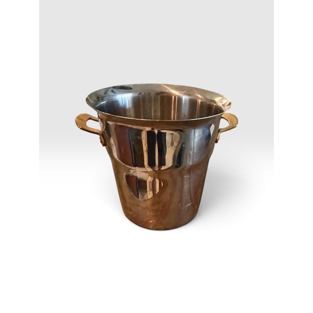 Metal Vintage 1970s Spring Switzerland Inox 18/8 Stainless Steel Champagne Bucket & Pedestal Stand, 28” For Sale - Image 7 of 10