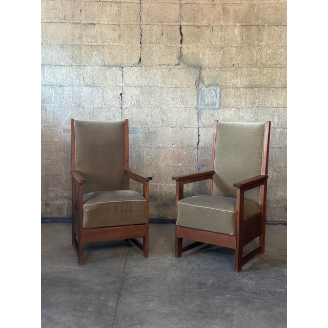Wouda Style Dutch Haagse School Chairs in Velvet, Pair For Sale - Image 12 of 12