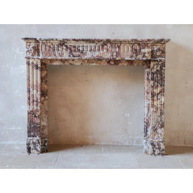 Brocatelle Marble Fireplace in Soft Pink, Peach, and Powder Tones For Sale - Image 12 of 12