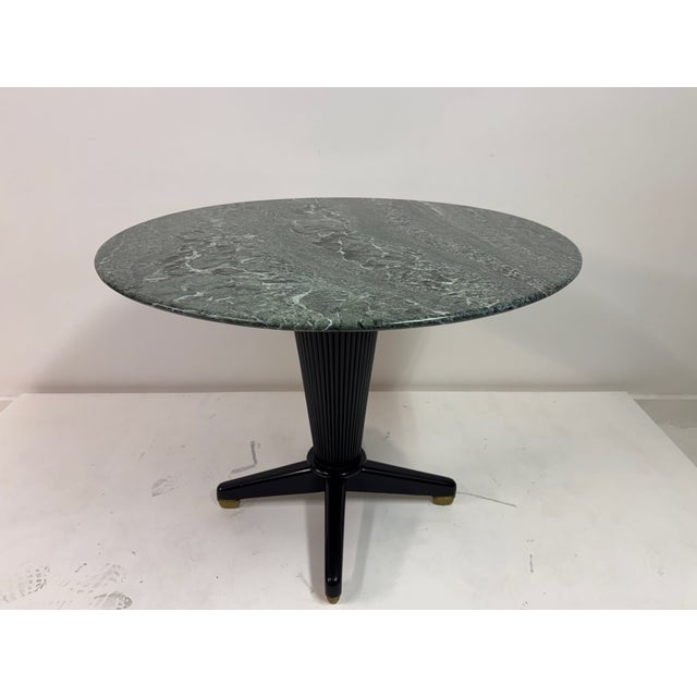 Ebonised Centre Table with Verde Alpi Marble Top, Italy, 1950s For Sale - Image 9 of 13