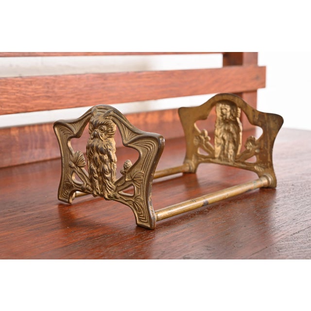 Art Deco Antique Art Nouveau Bronze Owl Expandable Book Rack, Circa 1910 For Sale - Image 3 of 12