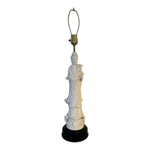 1940s Chinese Porcelain Blanc De Chine Figural Lamp of the Goddess GuanYin