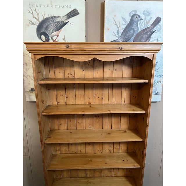 Antique English Country Pine Bookcase Bookshelf Tall Narrow Open Shelf C1900 For Sale In Dallas - Image 6 of 18