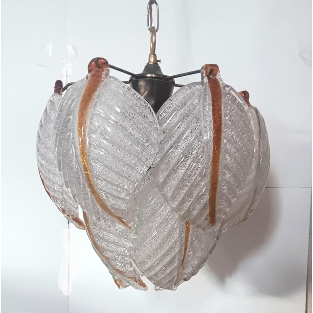 Vintage Glass Leaves Pendant Lamp, 1970s For Sale - Image 4 of 13