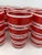 Mid-Century Modern Vintage Hazel Atlas Red and White Banded Tumblers in Metal Caddy - Set of 6 For Sale - Image 3 of 5