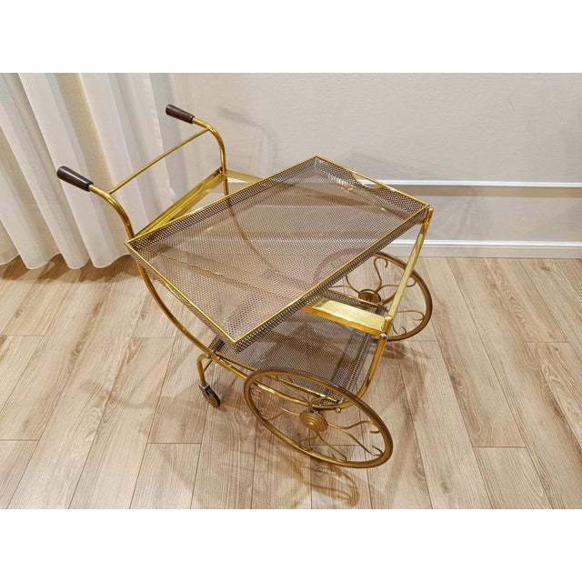 Gold Serving Trolley in Brass and Copper by Josef Frank for Svenskt Tenn, 1950s For Sale - Image 8 of 14