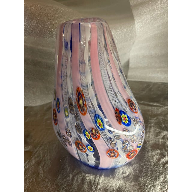 1960s Murano Millefiori Anzolo Fuga Attributed Elegant Stylish Svelt Art Glass Vase For Sale - Image 12 of 12