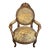 Late 20th Century Ornate French Transitional Style Carved Ram's Head Armchair in Leopard Tapestry For Sale