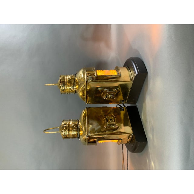 Solid Brass Port and Starboard Lanterns For Sale - Image 9 of 12
