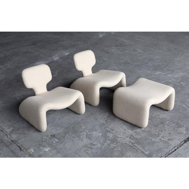 Textile Djinn Lounge Chairs with Ottoman by Olivier Mourgue for Airborne, France, 1960s, Set of 3 For Sale - Image 7 of 10