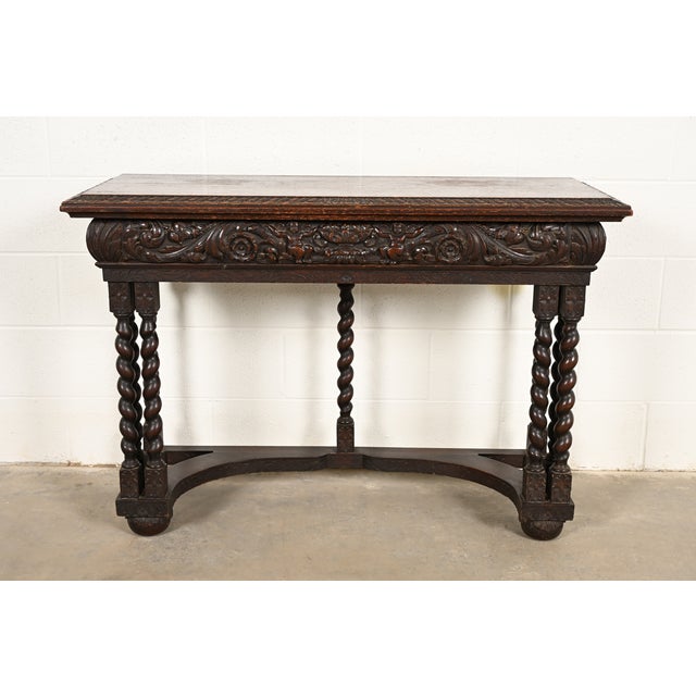 An exceptional antique Victorian or Renaissance Revival console table, sofa table, or serving table Attributed to R.J....