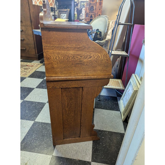 Brown Mid 20th Century Roll Top Desk For Sale - Image 8 of 8