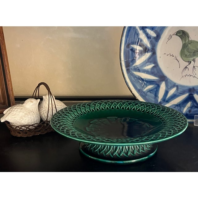 Victorian Minton English Majolica Low Footed Compote, C. 1860 For Sale - Image 3 of 16