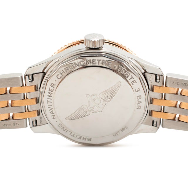 Early 21st Century Ladies Breitling Navitimer 35mm U17395 Mop Dial 18k Rose Gold and Steel Watch For Sale - Image 5 of 10