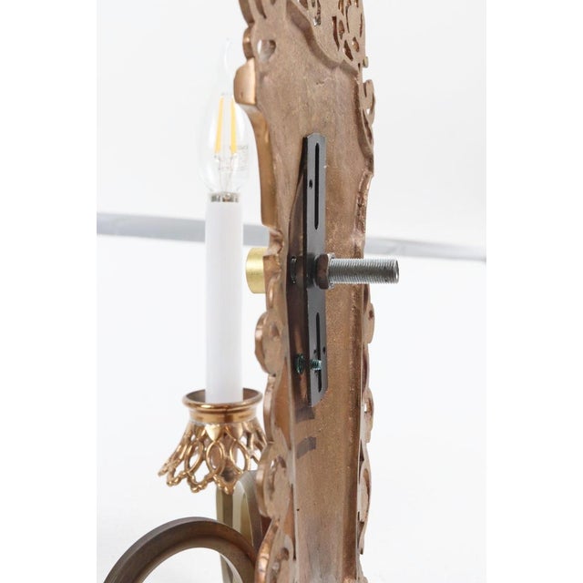 Mid 20th Century Oscar Bach Style Bronze 2 Arm Wall Sconces - a Pair of 18 In For Sale - Image 15 of 15