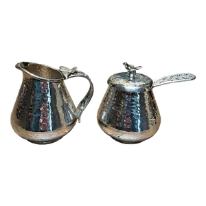 Emilia Castillo Hand Hammered Sterling Silver Sugar and Creamer Set- 3 Pieces
