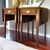 Timeless mahogany elegance by Craftique, circa 1988. These versatile drop-leaf tables feature brass oval pulls, dovetail...