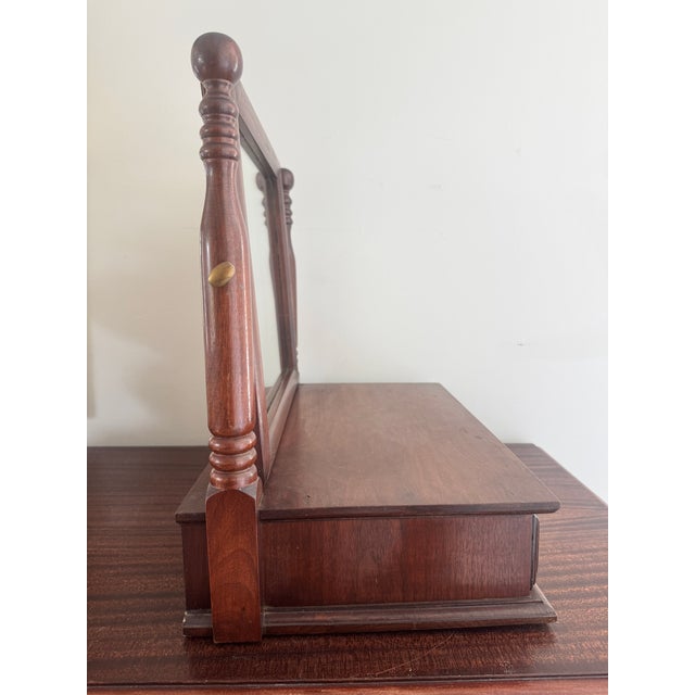 Wood Mid 20th Century Federal Style Mahogany Tabletop Shaving Mirror For Sale - Image 7 of 12