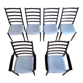 1970s Scandinavian Modern Rosewood Ladderback Dining Chairs by Svegards Markaryd of Sweden S/6 For Sale