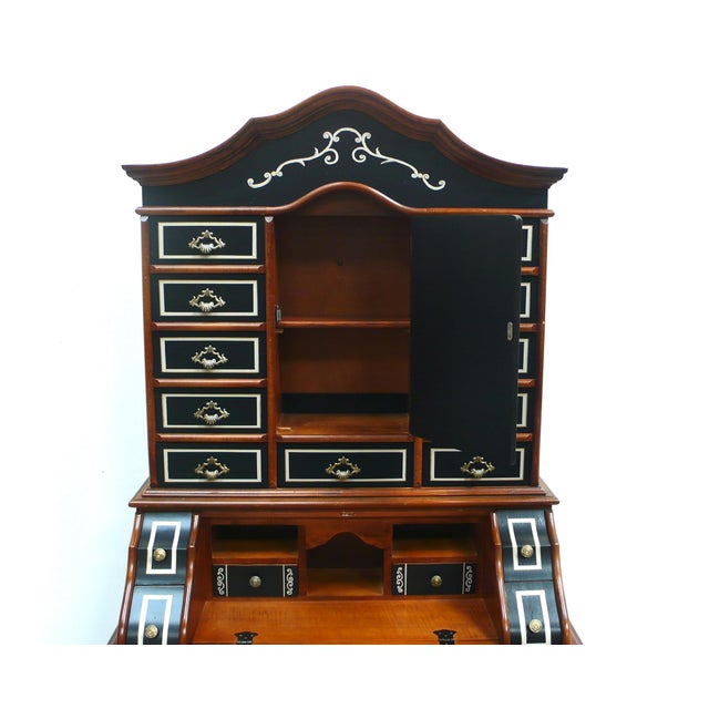 1960s Baroque Style Secretary in Nutwood, 1960s For Sale - Image 5 of 9