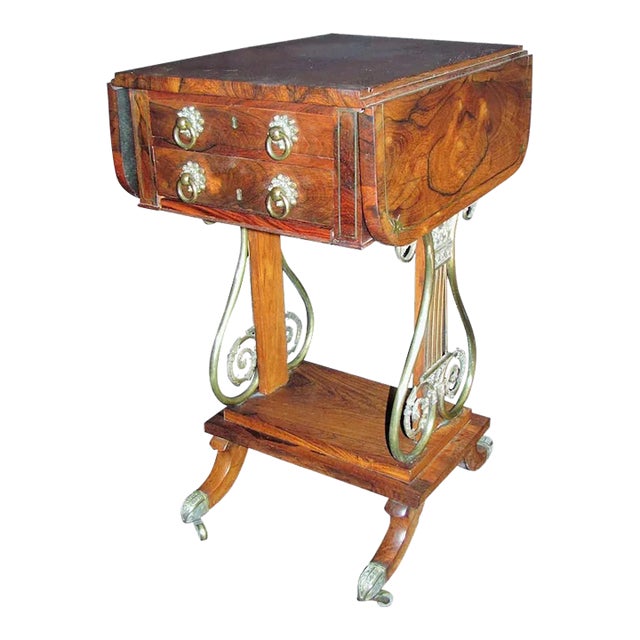 English Regency Rosewood Sewing Work Table Circa 1820 For Sale