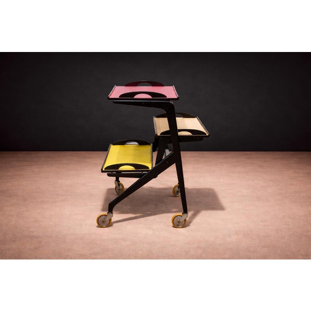 Wood Bar Cart in Hardwood by Carlo Hauner & Martin Eisler for Moveis Artesanal, 1950s For Sale - Image 7 of 11