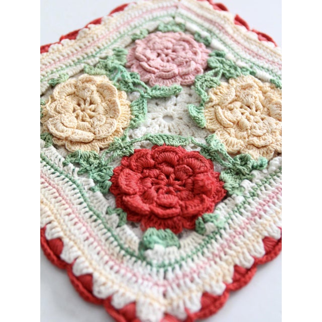 Textile Vintage Floral Crotchet Pot Holder For Sale - Image 7 of 7