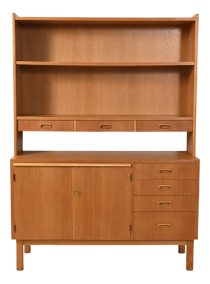 Scandinavian Oak Sideboard with Bookcase, 1960s