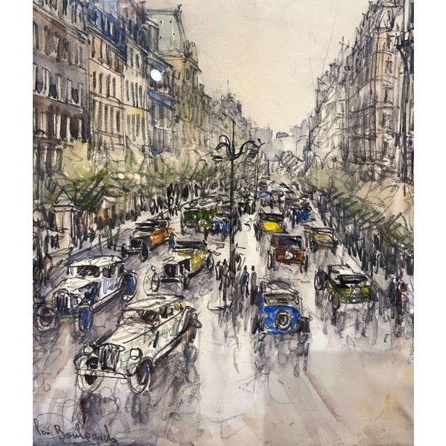 Early 20th Century Framed Watercolor "Paris Les Boulevards" Signed Frank Will For Sale - Image 9 of 13