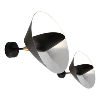 Mid-Century Modern Black Saturn Wall Lamp Set by Serge Mouille, Set of 2 For Sale