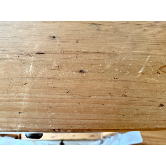 Antique European 19th Century Pine Side Table With Faux Bamboo Legs For Sale In Los Angeles - Image 6 of 8