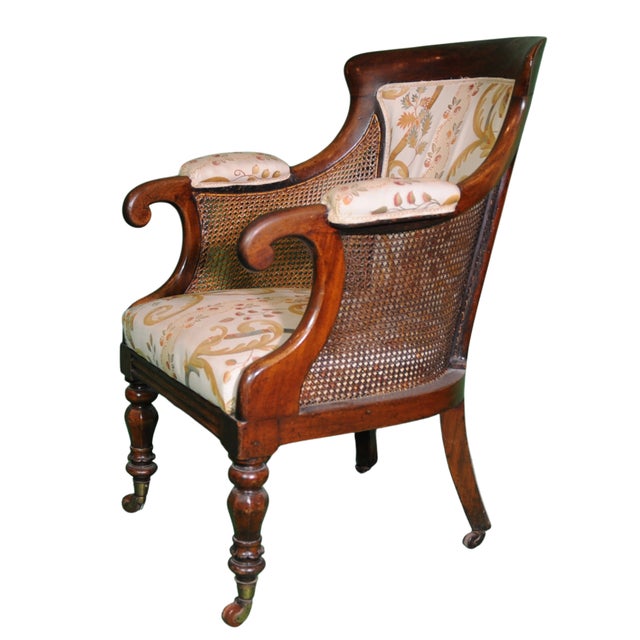 English Regency Style Armchair with Upholstered Back and Cane Sides, 1820-1835 For Sale - Image 4 of 9