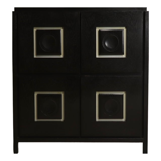Brutalist Cabinet with Graphic Patterned Doors, 1970s For Sale