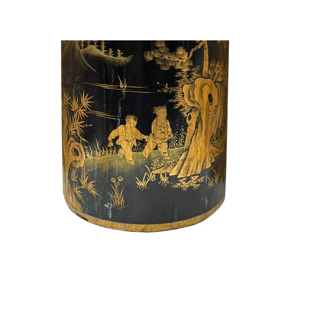 Vintage Chinese Export Black Lacquer Canister Urn Display Art Ws4954 For Sale - Image 9 of 13
