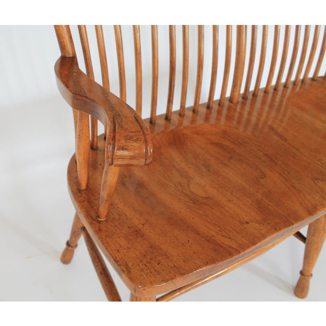 High Back Solid Oak Bench Chairish