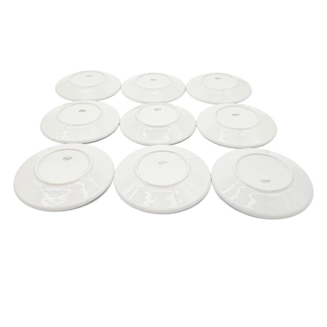 White French Apilco Sèvres White Porcelain Appetizer Plates, Set of 9 For Sale - Image 8 of 10