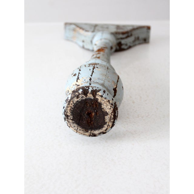 Antique Distressed Blue Baluster Fragment For Sale - Image 6 of 11