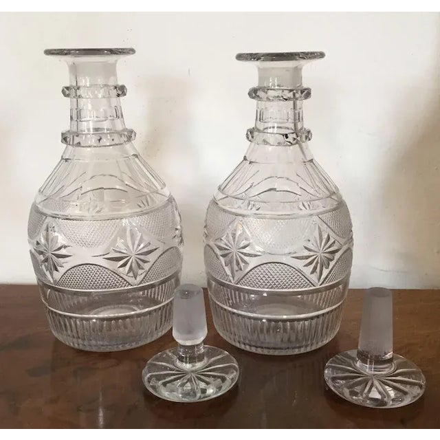 19th Century English Anglo Irish Glass Cut Crystal Decanters - A Pair For Sale - Image 9 of 11