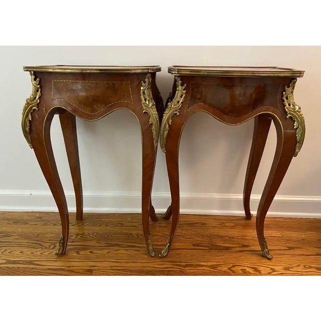 Early 20th Century French Louis XIV Style Tables With Ornate Gold Ormolu Detail - A Pair For Sale - Image 10 of 12
