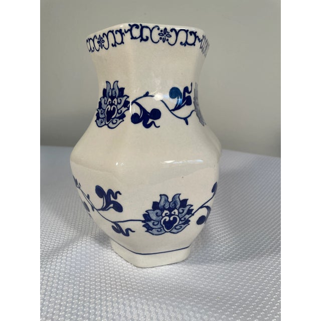 White Small Chinoiserie Blue and White Hand Painted Vase For Sale - Image 8 of 11