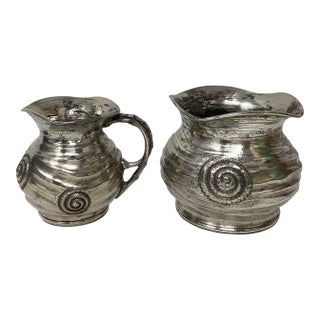 1950s Mid Century Modern or Brutalist Style Cream and Sugar Set For Sale