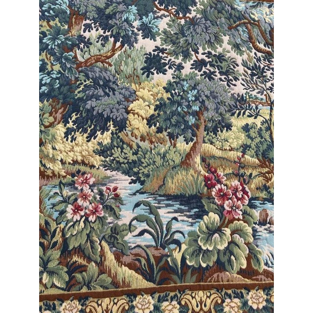 Blue Vintage French Aubusson Jacquard Tapestry, 1960s For Sale - Image 8 of 18