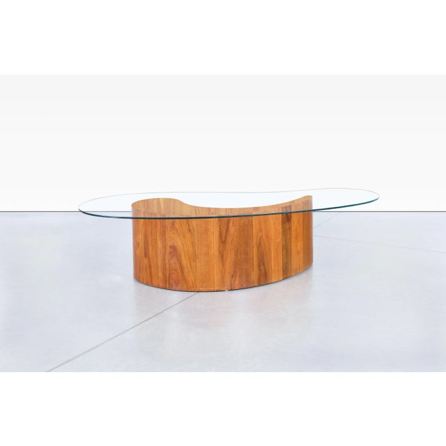 Brown Mid-Century Modern Biomorphic Walnut and Glass Coffee Table, Usa, 1960s For Sale - Image 8 of 10