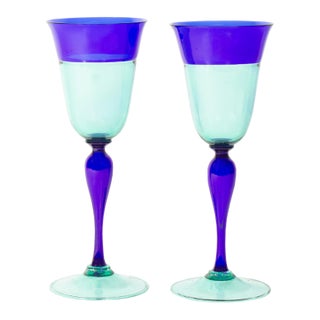 Davide Fuin Df Glassworks Murano Italian Glass Goblets For Sale