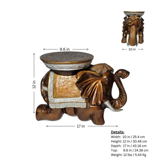 Copper Bronze Elephant Stool For Sale - Image 8 of 8