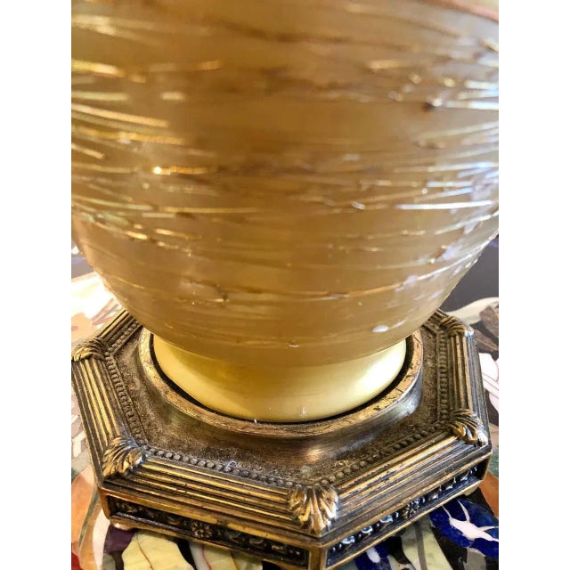 Durand Art Deco Style Durand Fashion Art Glass Table Lamp With Custom Shade For Sale - Image 4 of 11