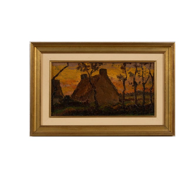 Gustave cariot (1872-1950) sunset in brittany, near saint-brieuc, 1893 impressionist landscape painting oil on panel,...